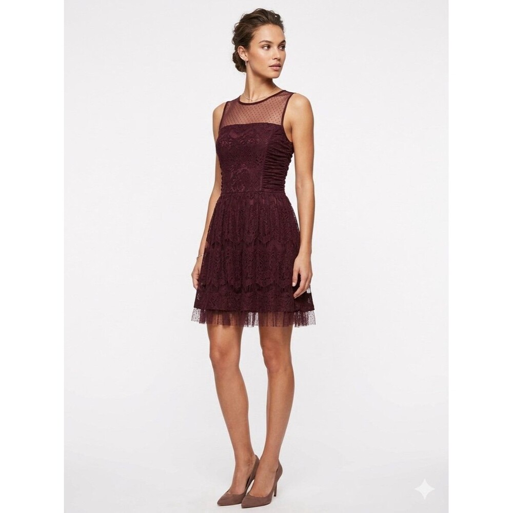 Trixxi Tulle Bottom Lace Overlay Fit & Flare Sz 7 Cocktail Whimsygoth Dress 5038